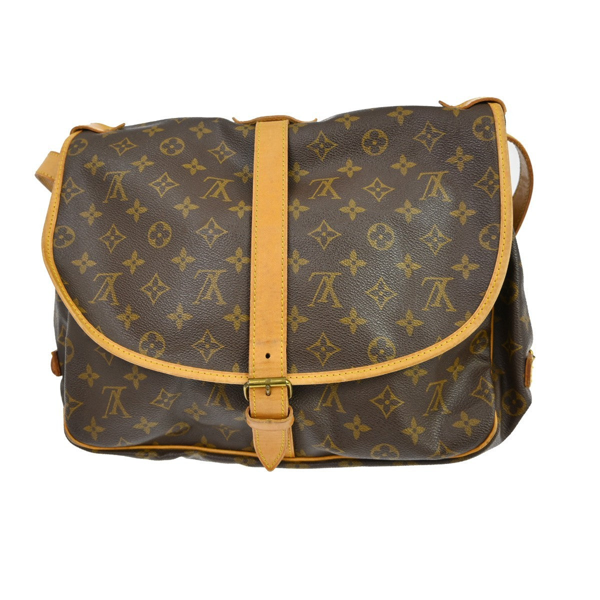 Louis Vuitton Saumur Handbag Monogram Canvas Brown Canvas Shoulder Bag Bag (Pre-Owned)