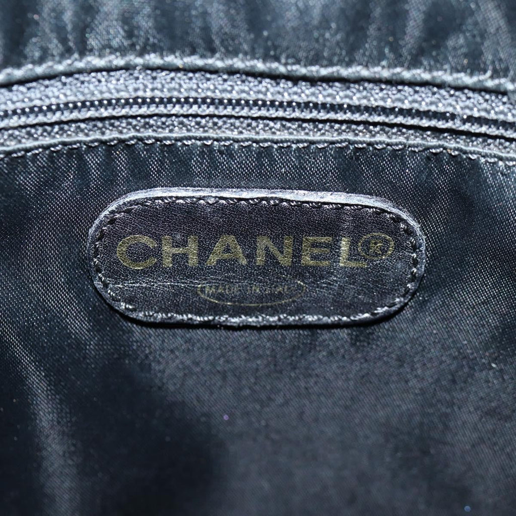 Chanel Vintage Cc Lock Pocket Chain Tote Caviar Black Leather Tote Bag Bag (Pre-Owned)