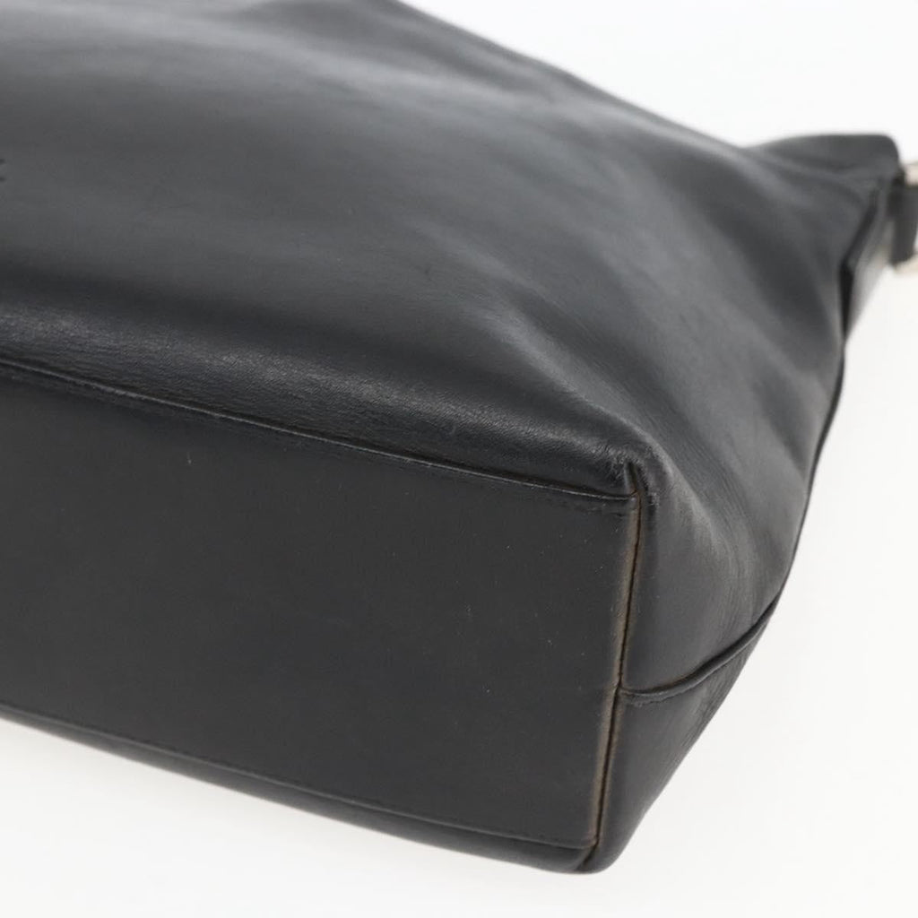 Chanel Vintage Shoulder Bag Leather Black Leather Shoulder Bag Bag (Pre-Owned)