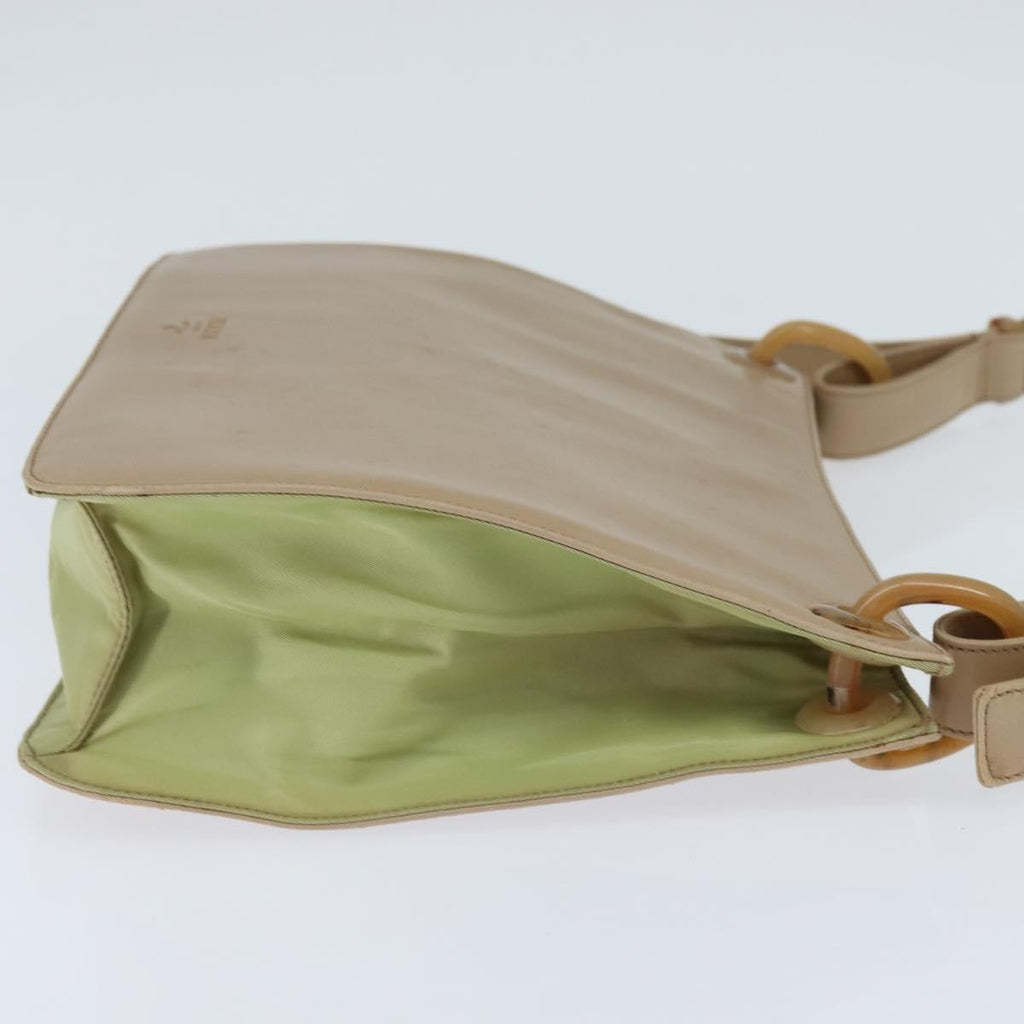 Prada Vintage Shoulder Bag Leather Beige Leather Shoulder Bag Bag (Pre-Owned)