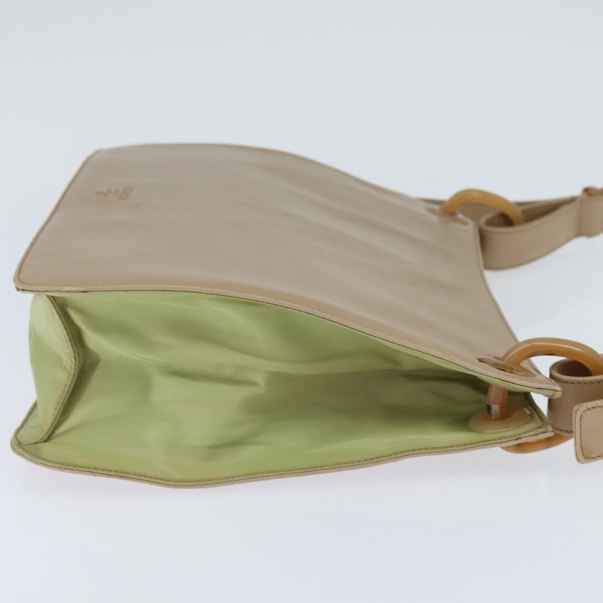 Prada Vintage Shoulder Bag Leather Beige Leather Shoulder Bag Bag (Pre-Owned)