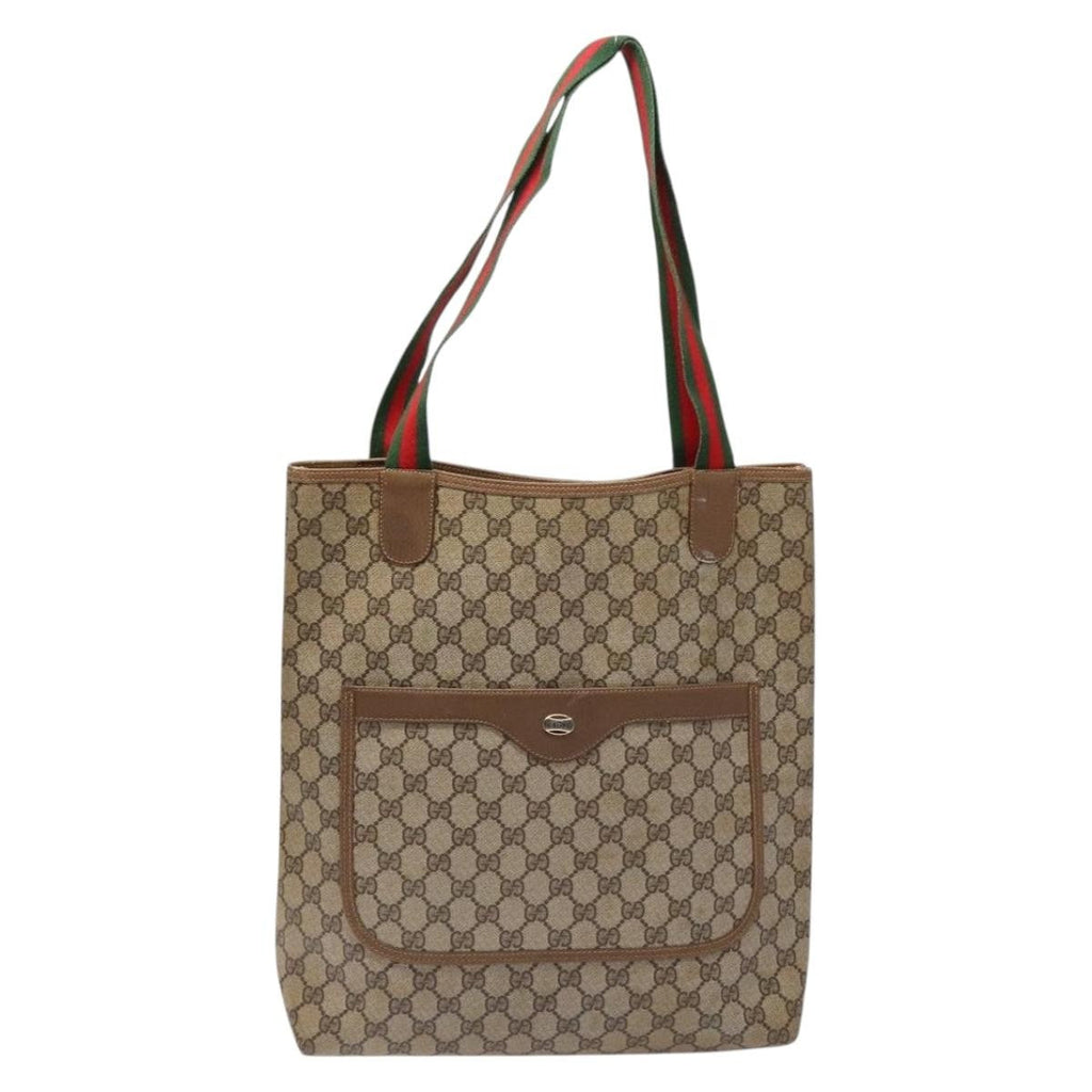 Gucci Ophidia Front Pocket Shopper Tote Gg Coated Canvas Beige Canvas Tote Bag Bag (Pre-Owned)