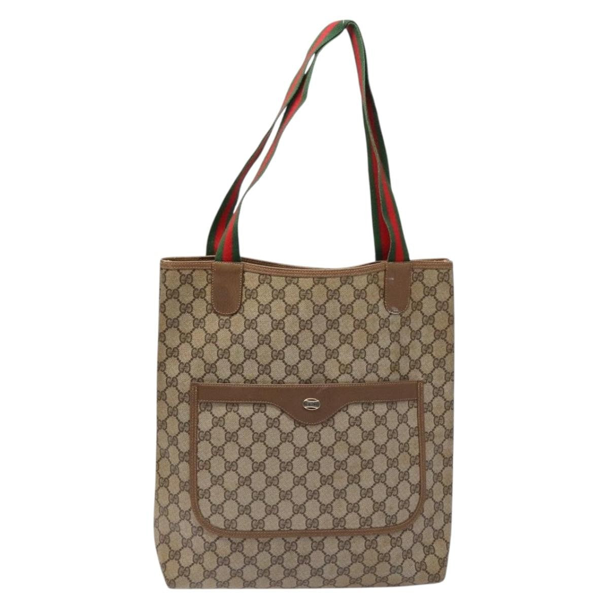 Gucci Ophidia Front Pocket Shopper Tote Gg Coated Canvas Beige Canvas Tote Bag Bag (Pre-Owned)