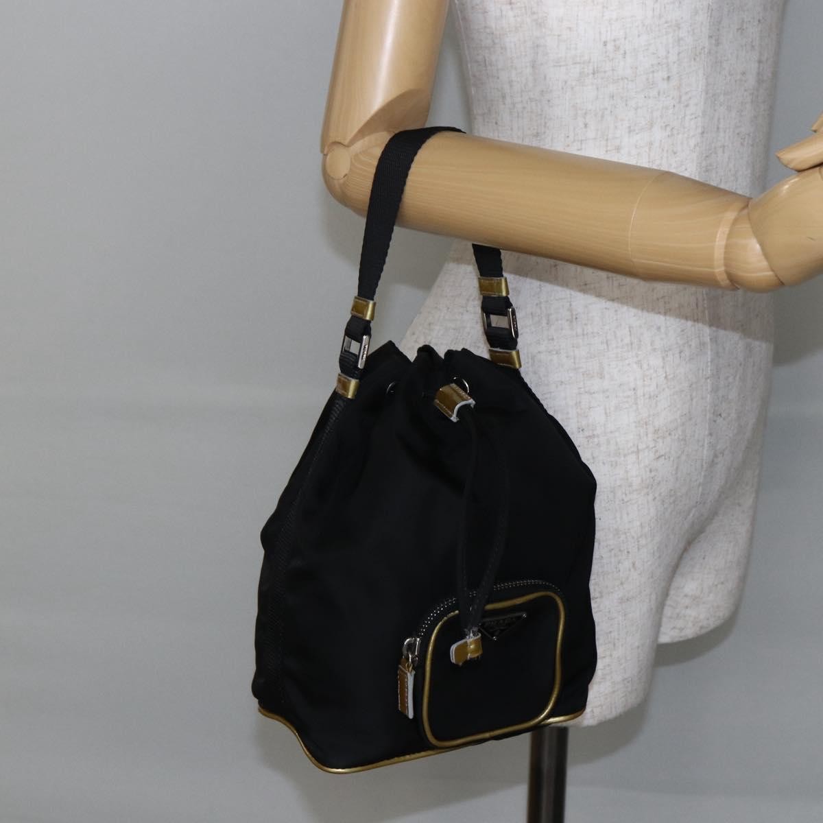 Prada Duet Drawstring Bucket Bag Tessuto Black Nylon Bag (Pre-Owned)