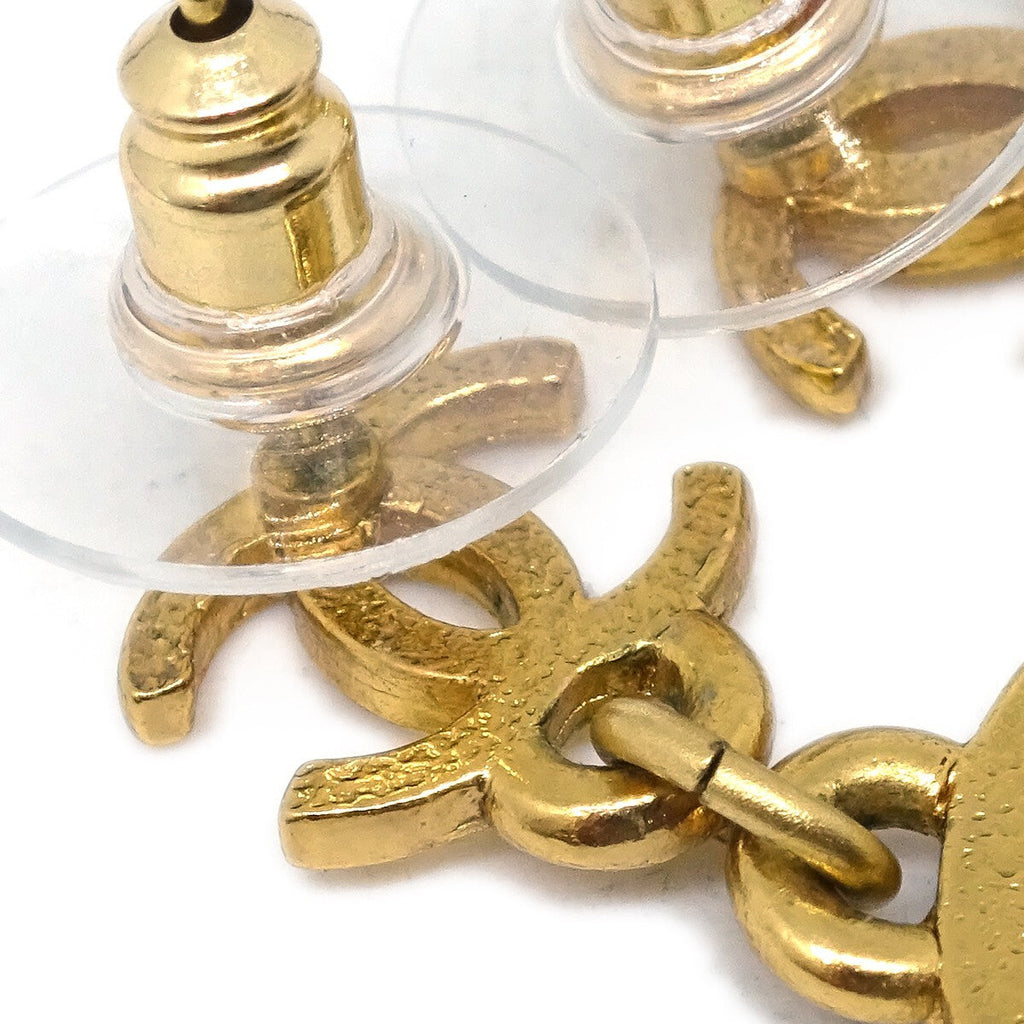 Chanel Cc Star Dangle Earrings Metal With Enamel Pink Gold_Plated Earrings Jewelry (Pre-Owned)