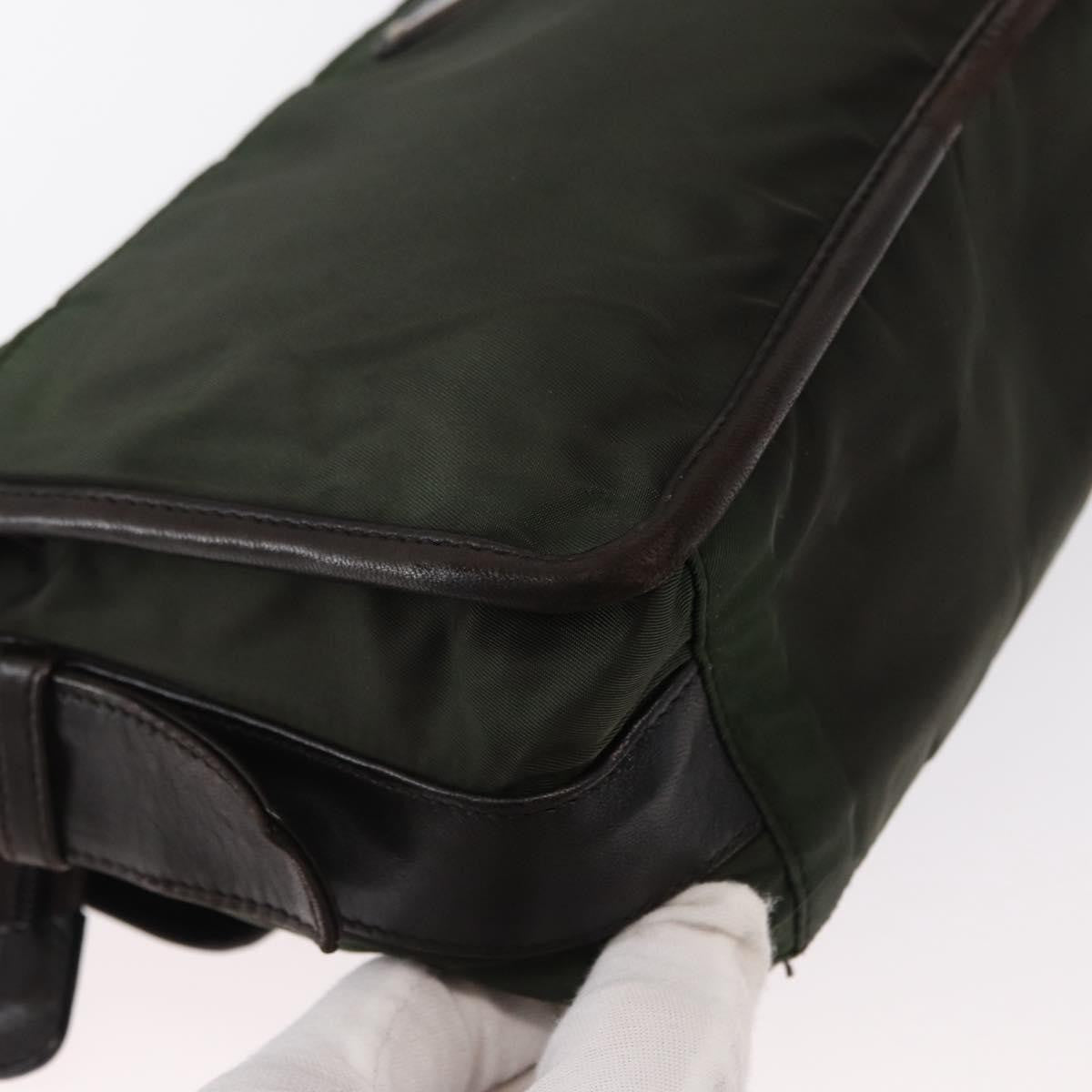 Prada Double Buckle Flap Messenger Bag Tessuto Khaki Nylon Shoulder Bag Bag (Pre-Owned)