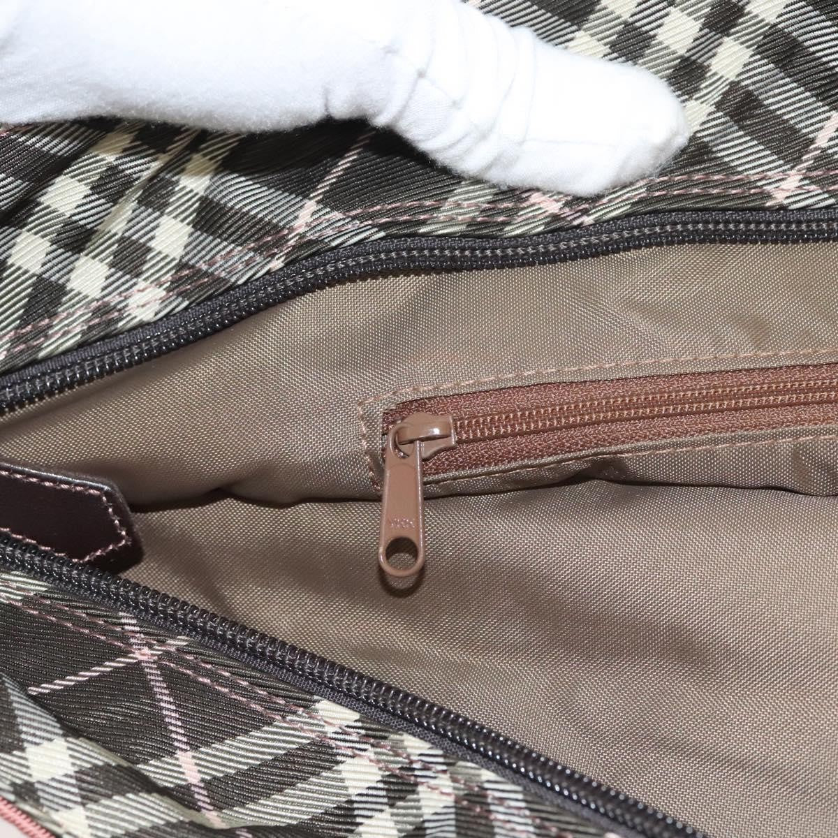 Burberry Nova Check Blue Label Nylon Pink Nylon Handbag (Pre-Owned)