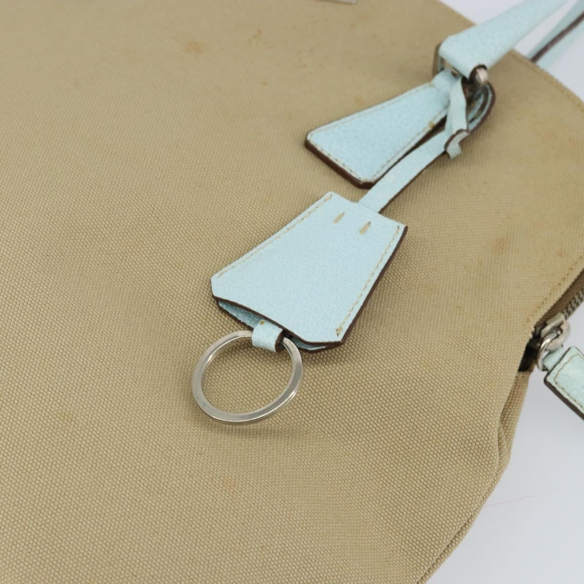 Prada Vintage Handbag Canvas Beige Canvas Handbag (Pre-Owned)
