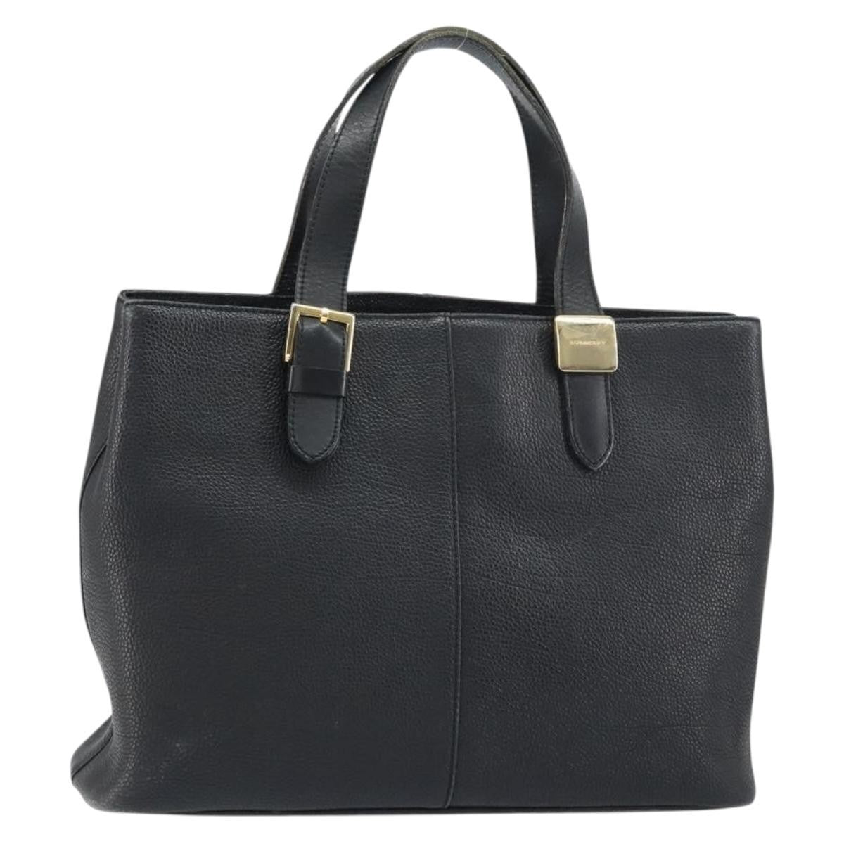 Burberry Vintage Handbag Leather Black Leather Handbag (Pre-Owned)
