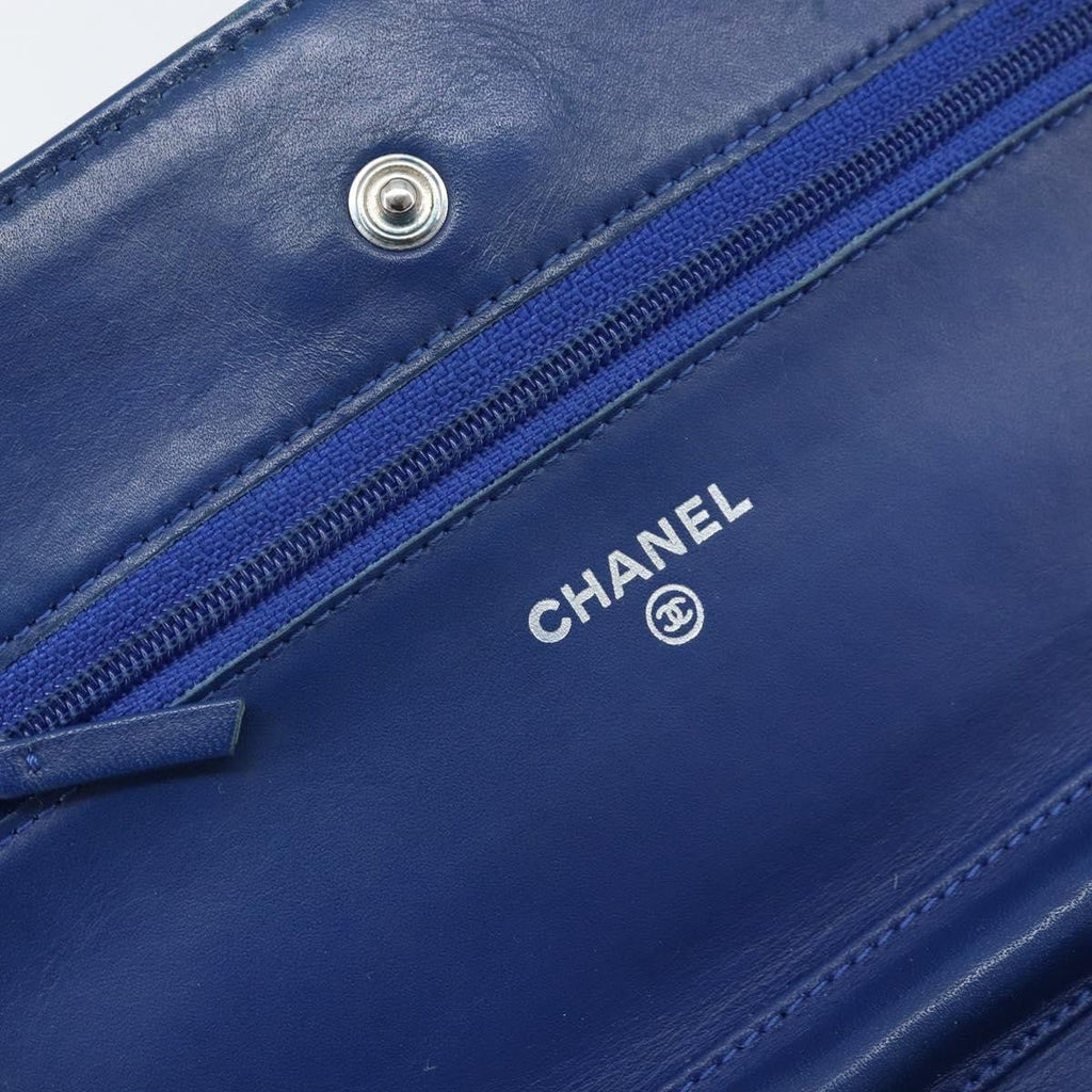 Chanel Wallet On Chain Canvas Navy Canvas Shoulder Bag Bag (Pre-Owned)