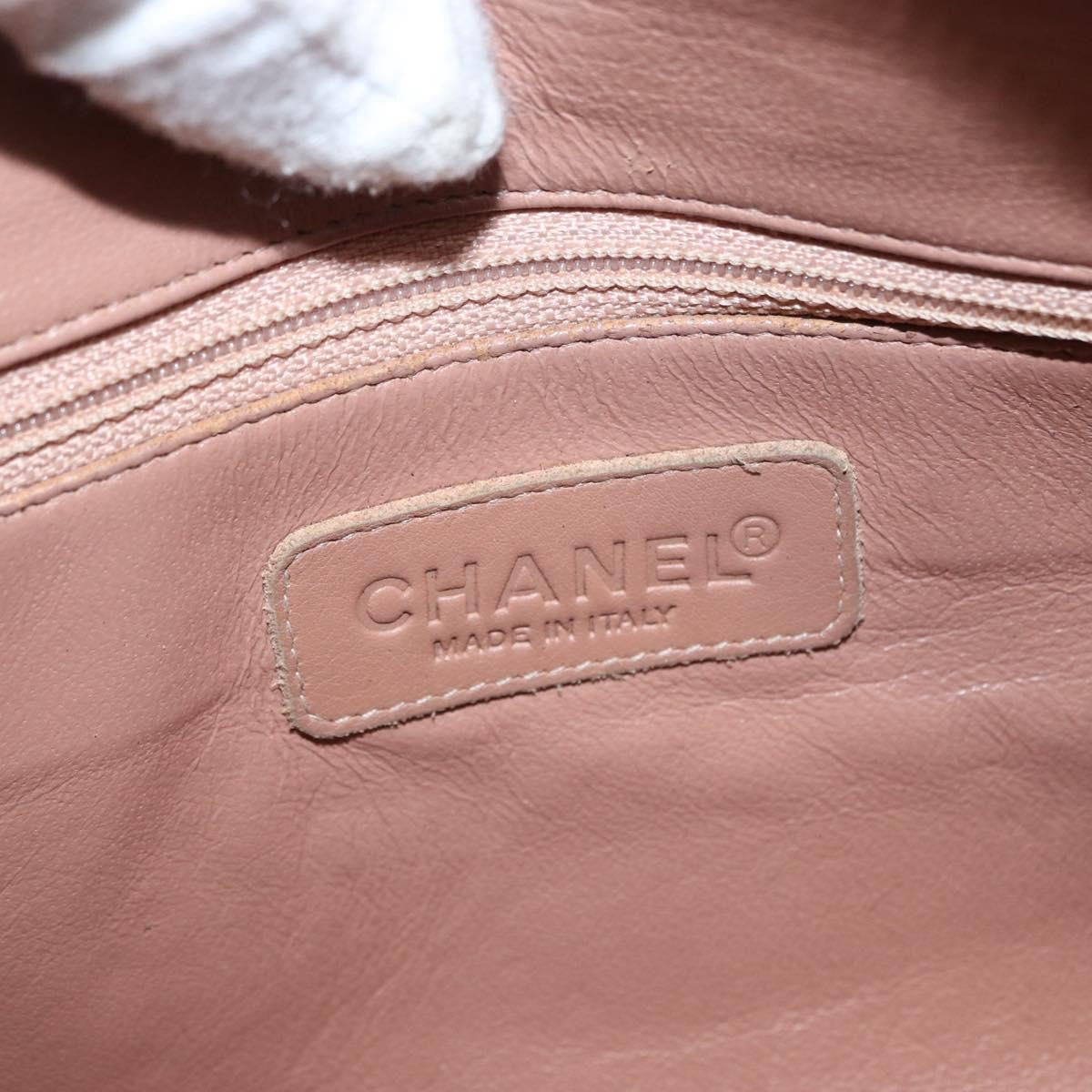 Chanel Embossed Logo Bowler Bag Quilted Caviar Beige Leather Handbag (Pre-Owned)