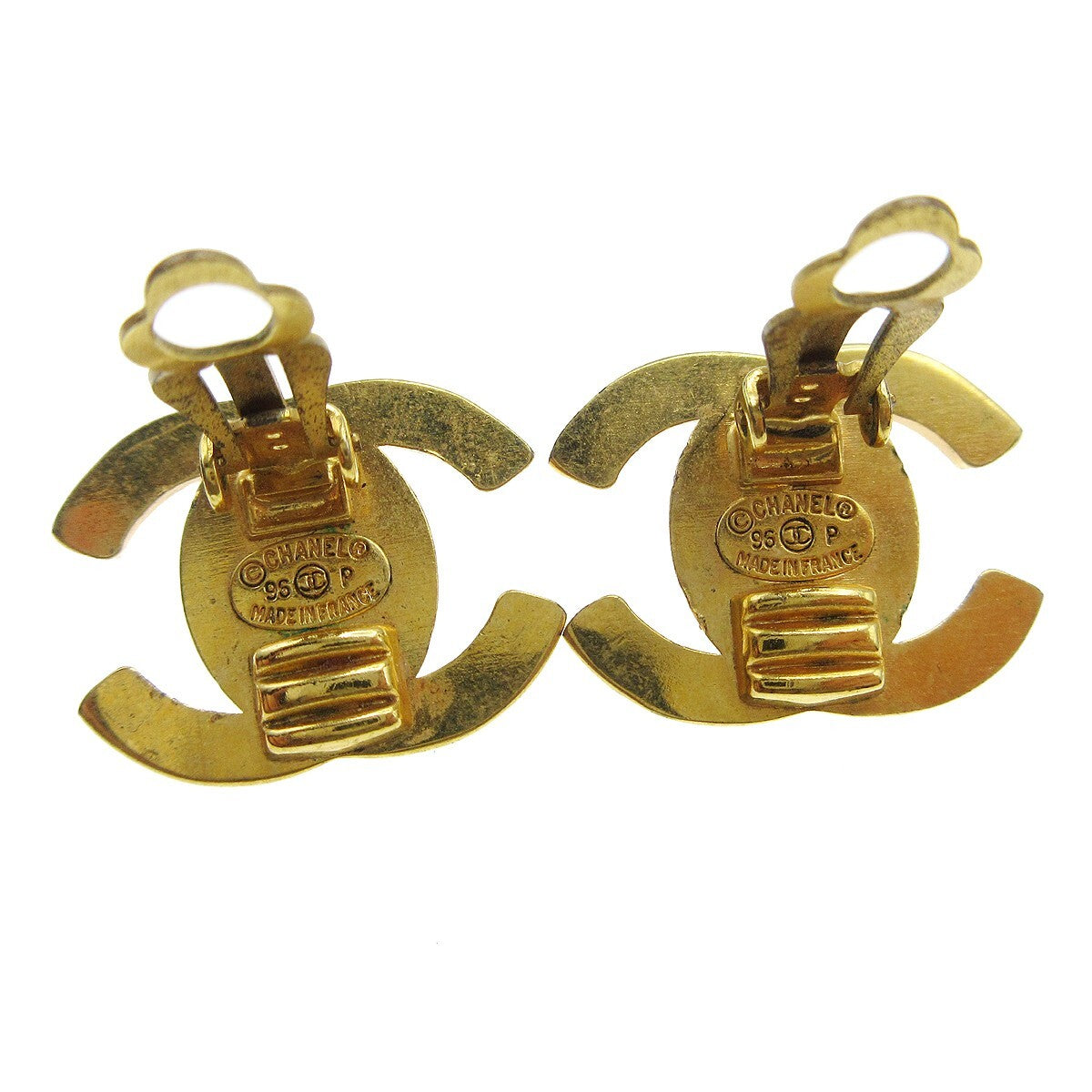 Chanel Cc Turnlock Clip-On Earrings Metal Gold Gold_Plated Earrings Jewelry (Pre-Owned)