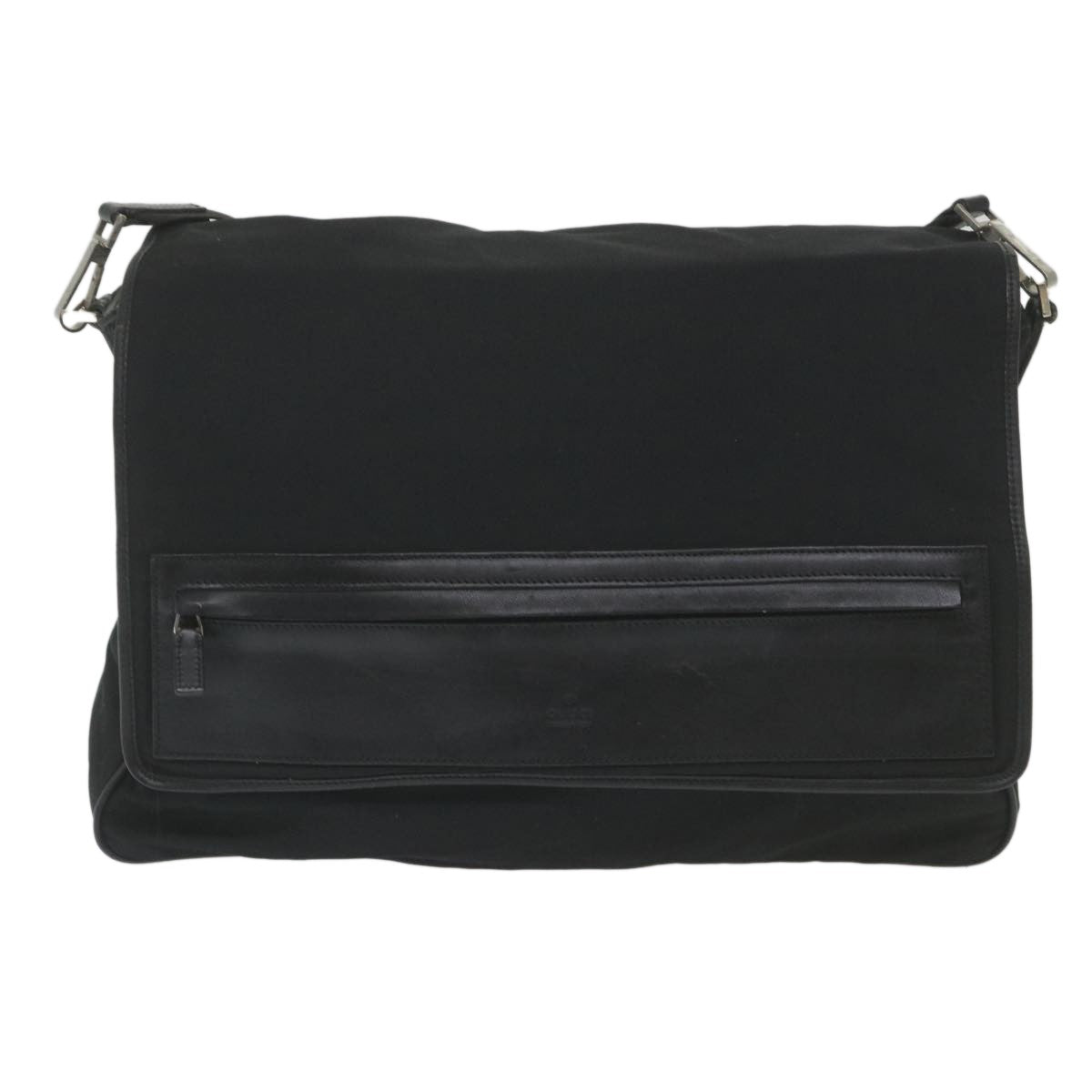 Gucci Vintage Flap Crossbody Bag Nylon Black Nylon Shoulder Bag Bag (Pre-Owned)