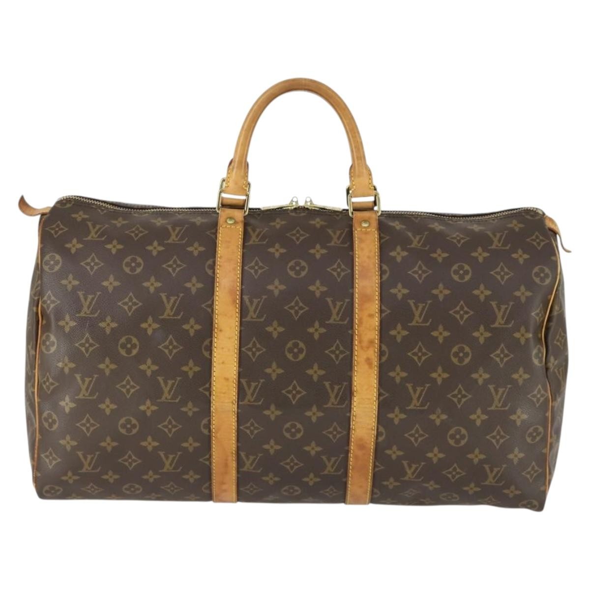 Louis Vuitton Keepall Bag Monogram Canvas Brown Canvas Travel Bag Bag (Pre-Owned)