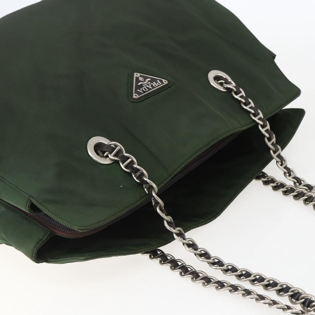 Prada Re-Edition 1995 Chain Tote Quilted Re-Nylon Khaki Nylon Shoulder Bag Bag (Pre-Owned)