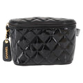 Chanel Vintage Zip Belt Bag Quilted Lambskin Black Patent_Leather Clutche & Pouche Bag (Pre-Owned)