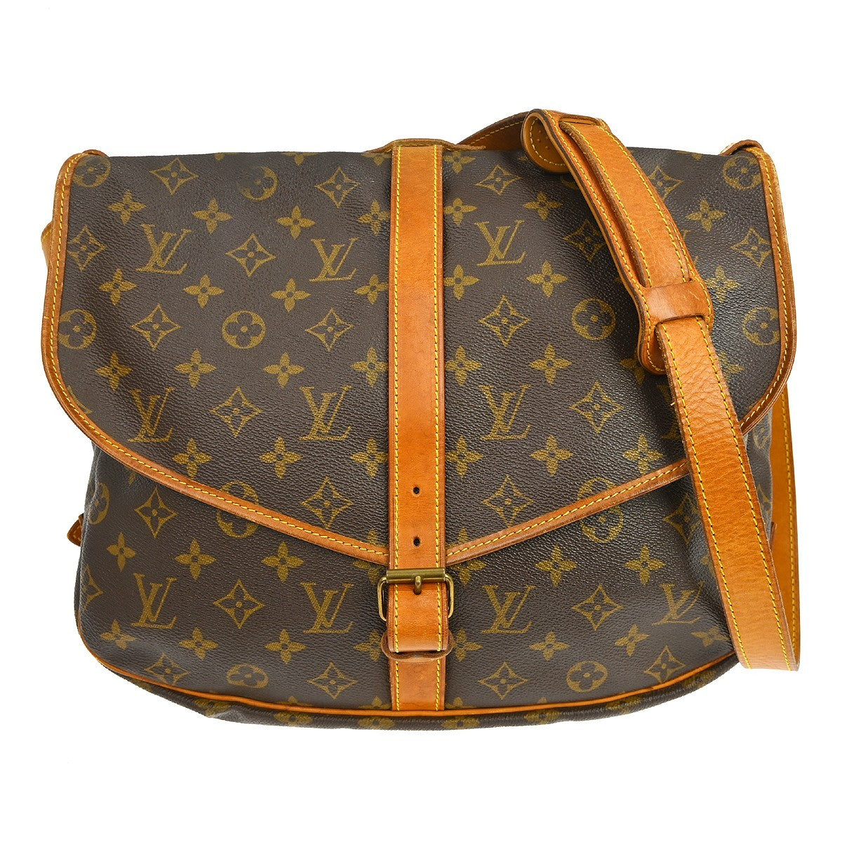 Louis Vuitton Saumur Handbag Monogram Canvas Brown Canvas Shoulder Bag Bag (Pre-Owned)