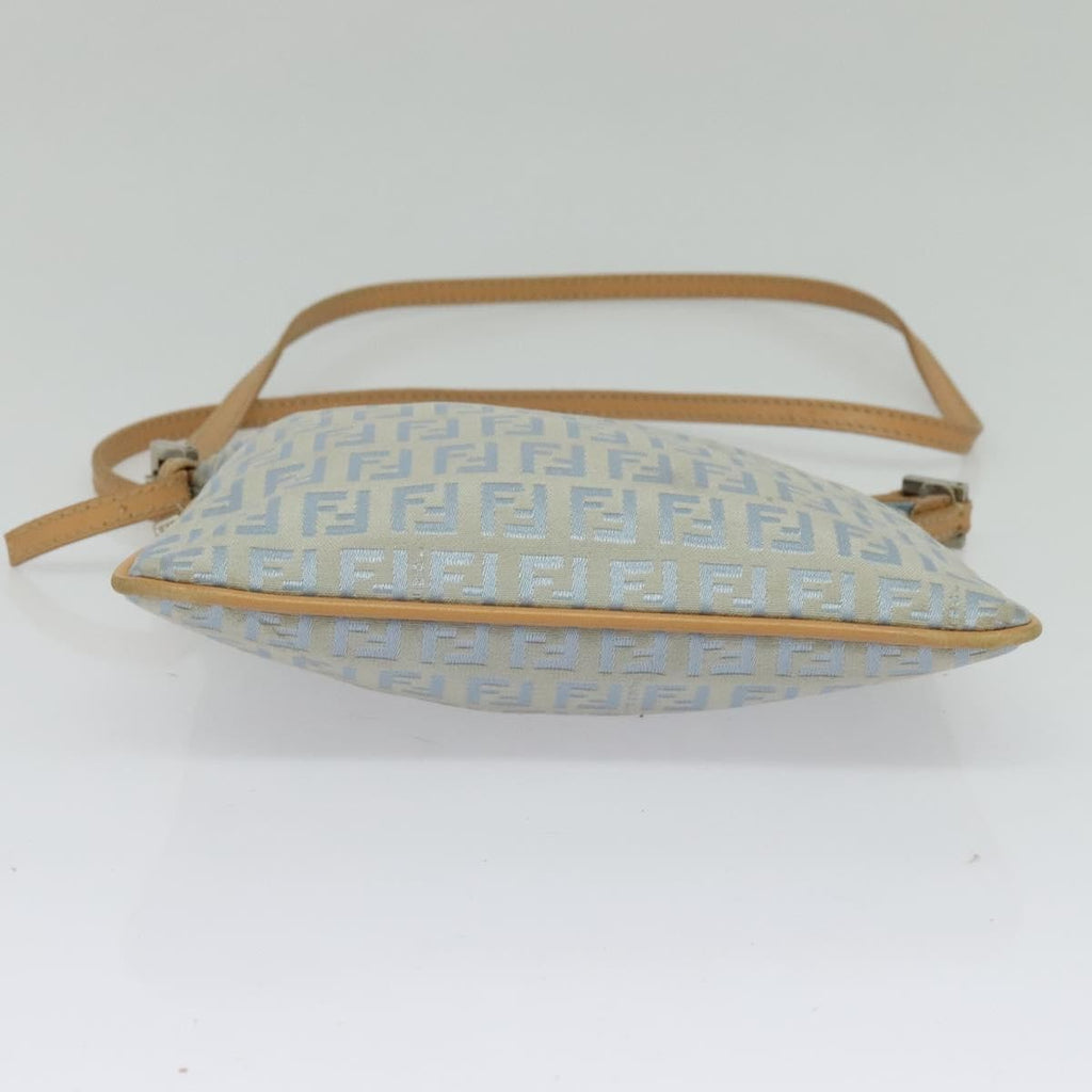 Fendi Vintage Flat Crossbody Bag Zucchino Canvas Blue Canvas Shoulder Bag Bag (Pre-Owned)
