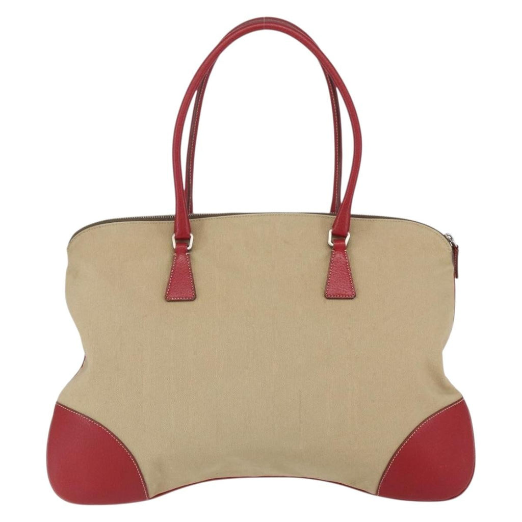 Prada Vintage Handbag Canvas Beige Canvas Handbag (Pre-Owned)
