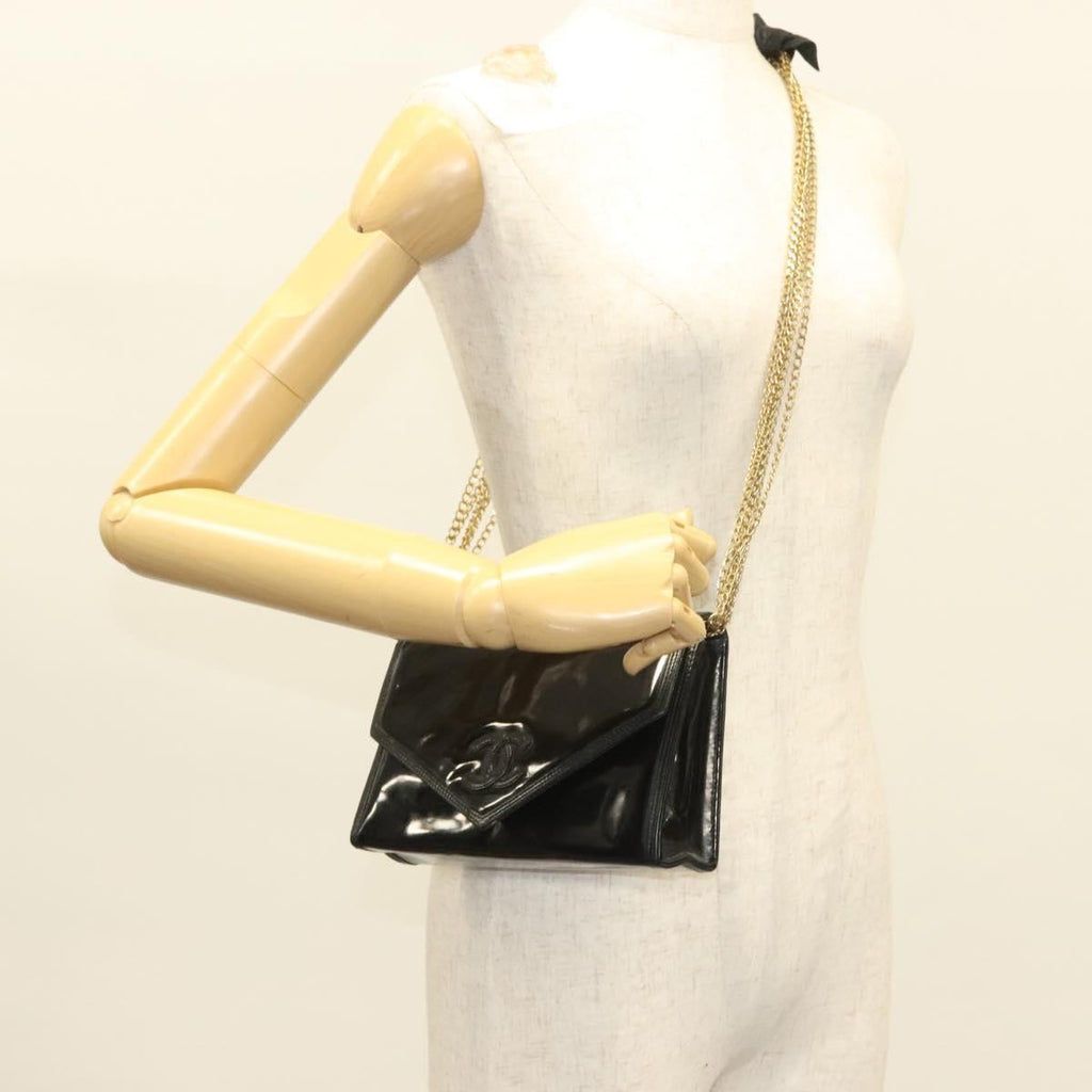 Chanel Cc Envelope Flap Crossbody Patent Leather Black Patent_Leather Clutche & Pouche Bag (Pre-Owned)