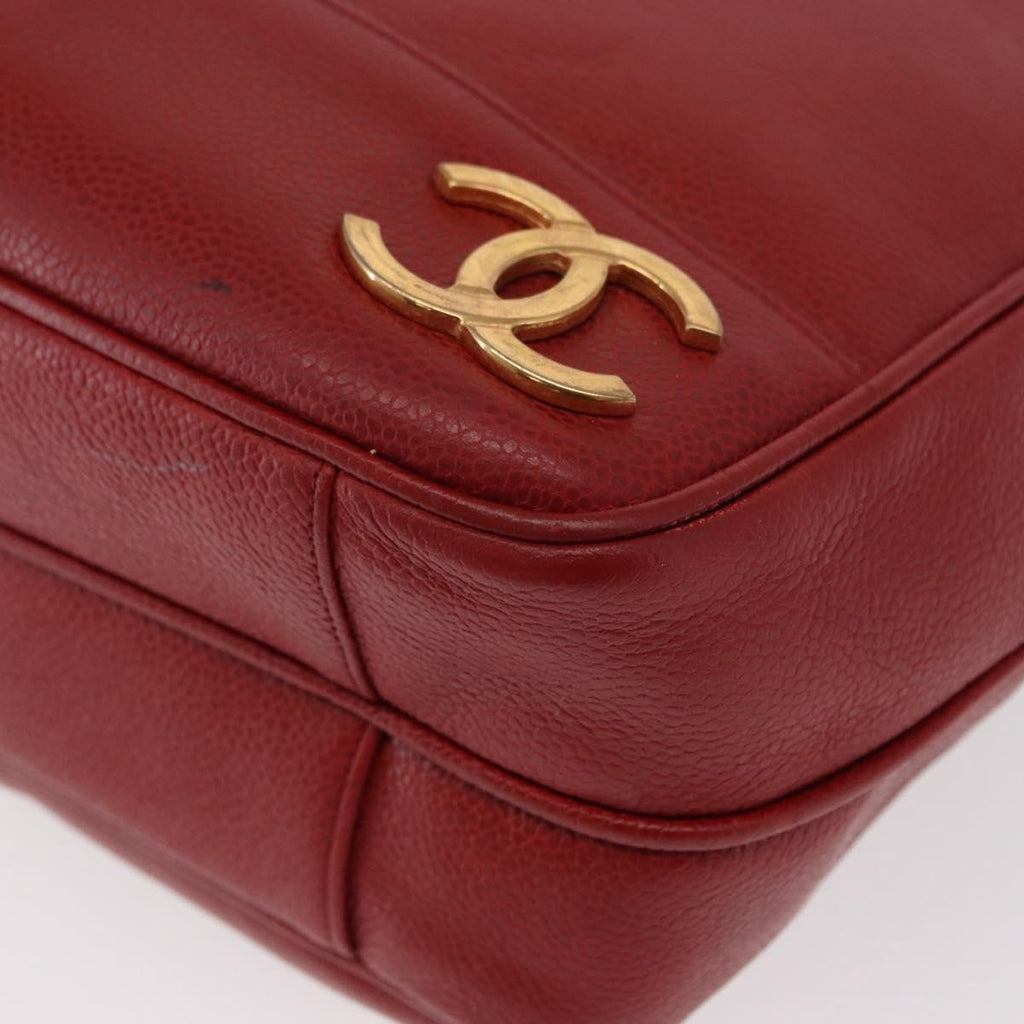 Chanel Vintage Metal Cc Shoulder Bag Caviar Red Leather Shoulder Bag Bag (Pre-Owned)