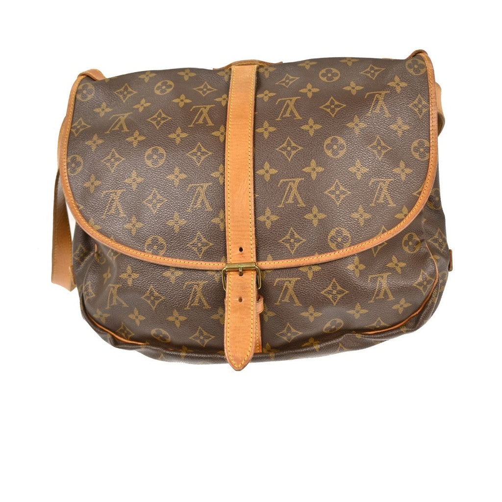 Louis Vuitton Saumur Handbag Monogram Canvas Brown Canvas Shoulder Bag Bag (Pre-Owned)