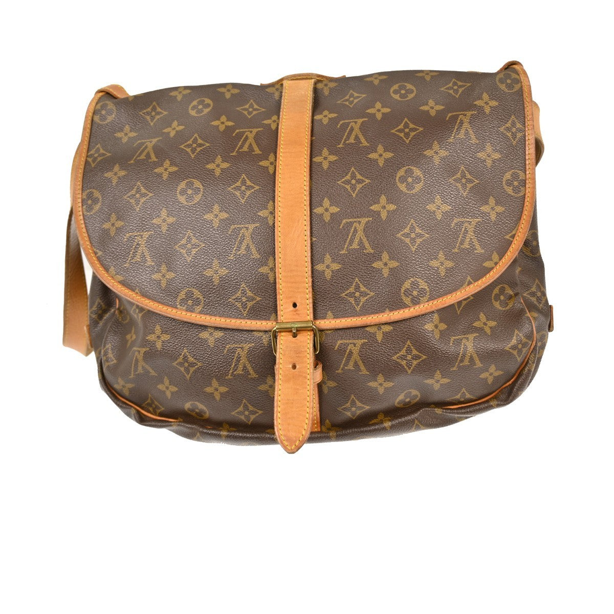 Louis Vuitton Saumur Handbag Monogram Canvas Brown Canvas Shoulder Bag Bag (Pre-Owned)