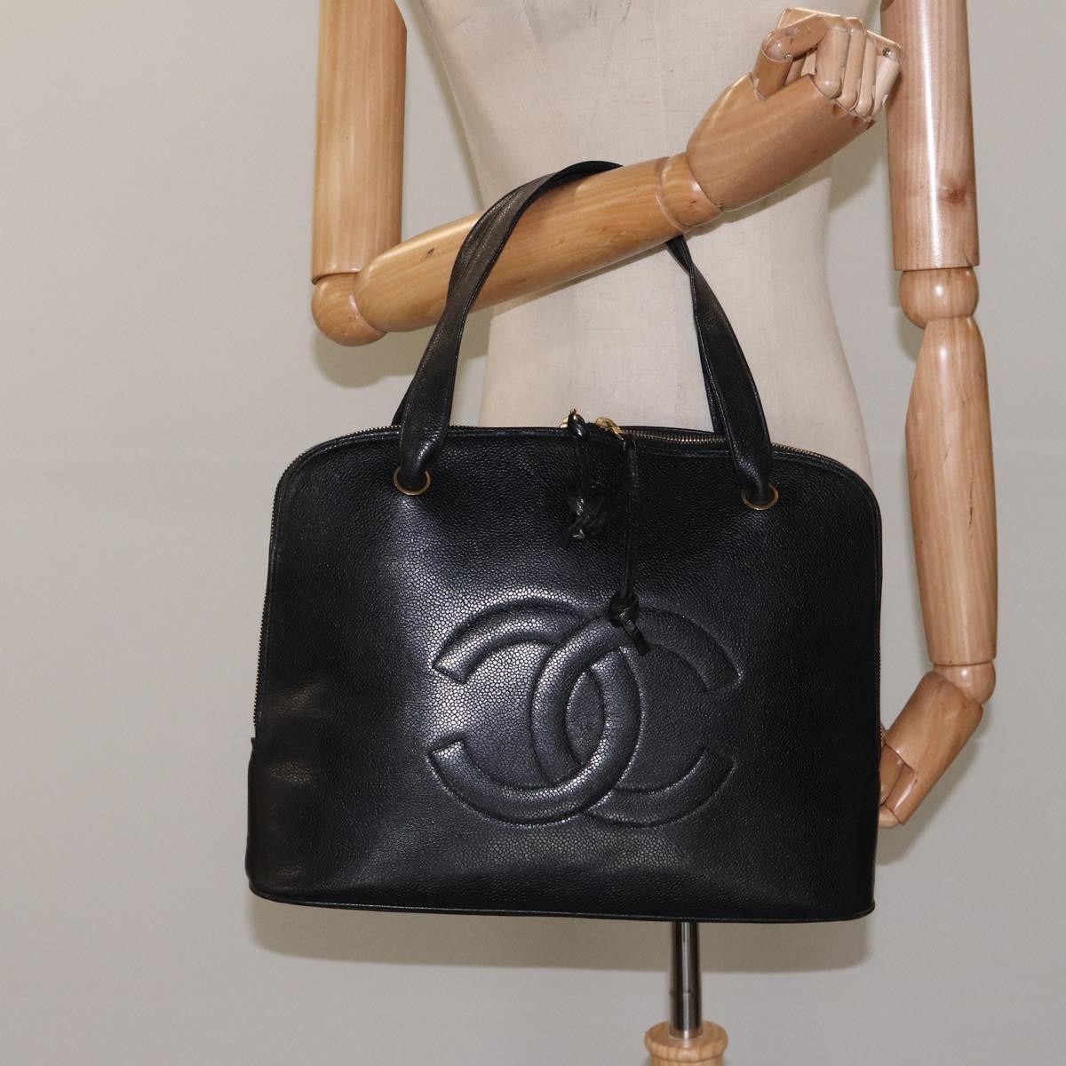 Chanel Vintage Cc Dome Bag Caviar Black Calfskin Handbag (Pre-Owned)
