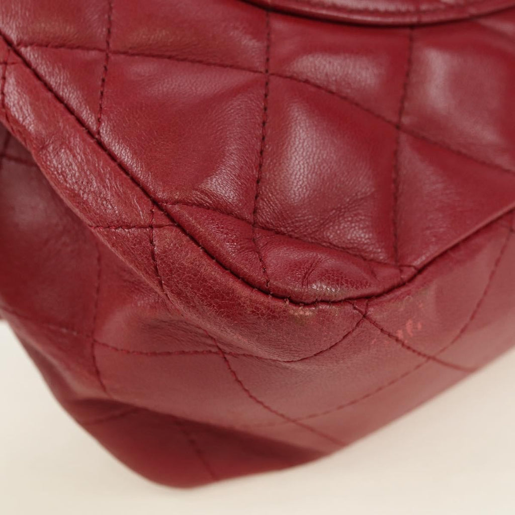 Chanel Classic Single Flap Bag Quilted Lambskin Red Leather Shoulder Bag Bag (Pre-Owned)