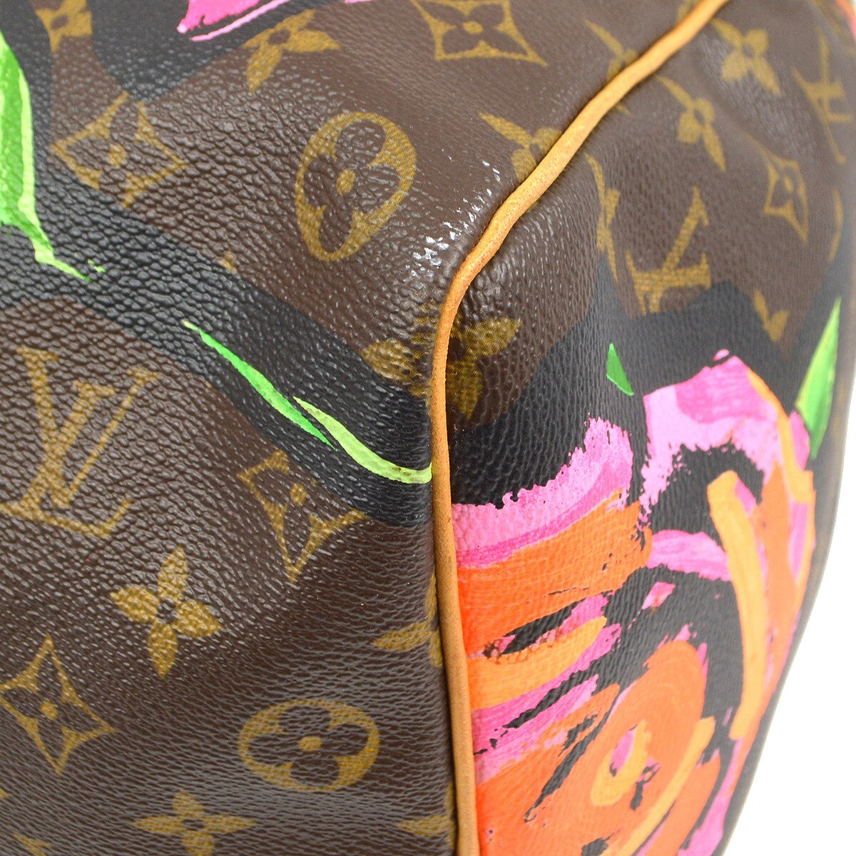 Louis Vuitton Keepall Bag Limited Edition Monogram Roses Brown Canvas Travel Bag Bag (Pre-Owned)