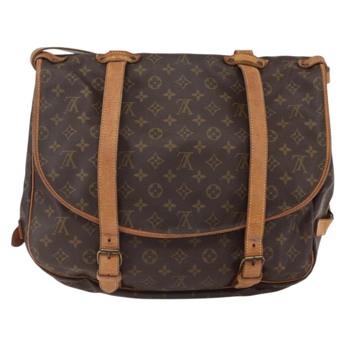 Louis Vuitton Saumur Handbag Monogram Canvas Brown Canvas Shoulder Bag Bag (Pre-Owned)