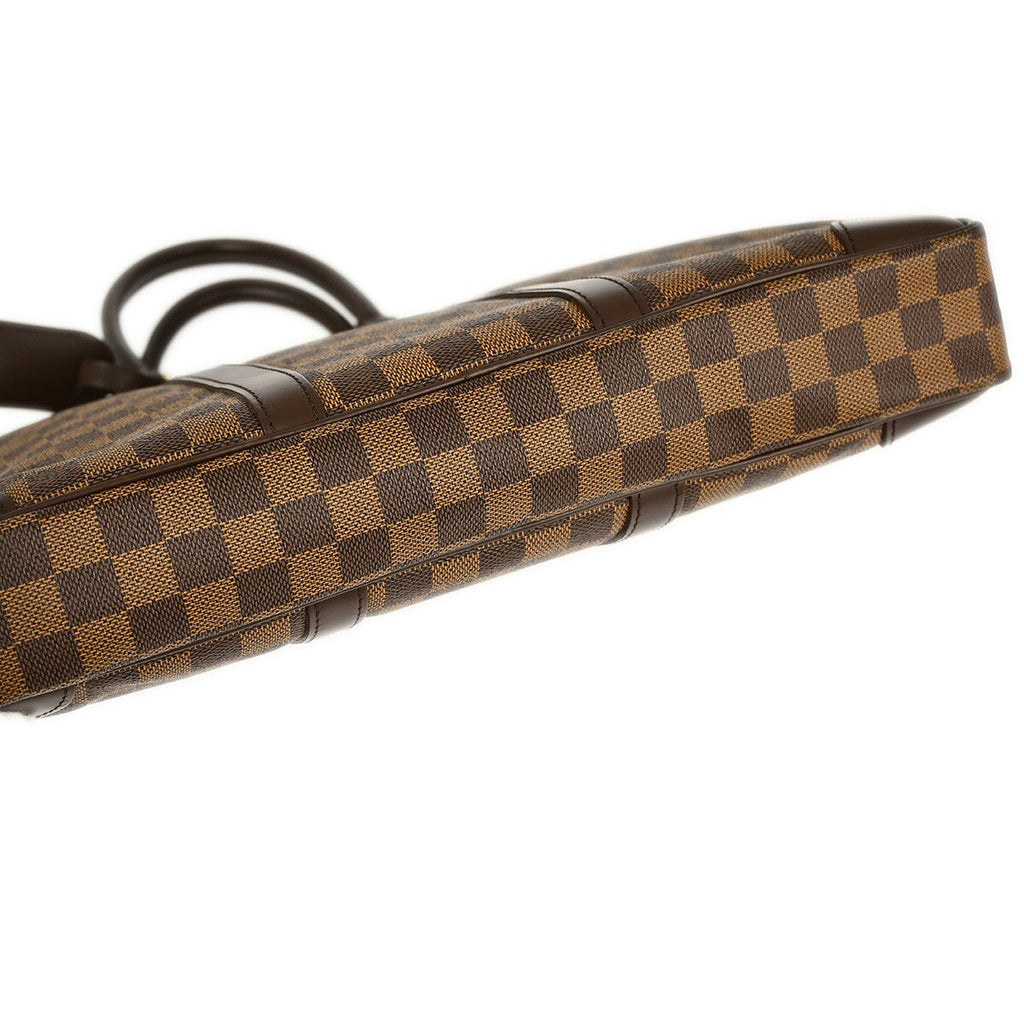 Louis Vuitton Porte-Documents Voyage Briefcase Damier Brown Canvas Briefcase Bag (Pre-Owned)