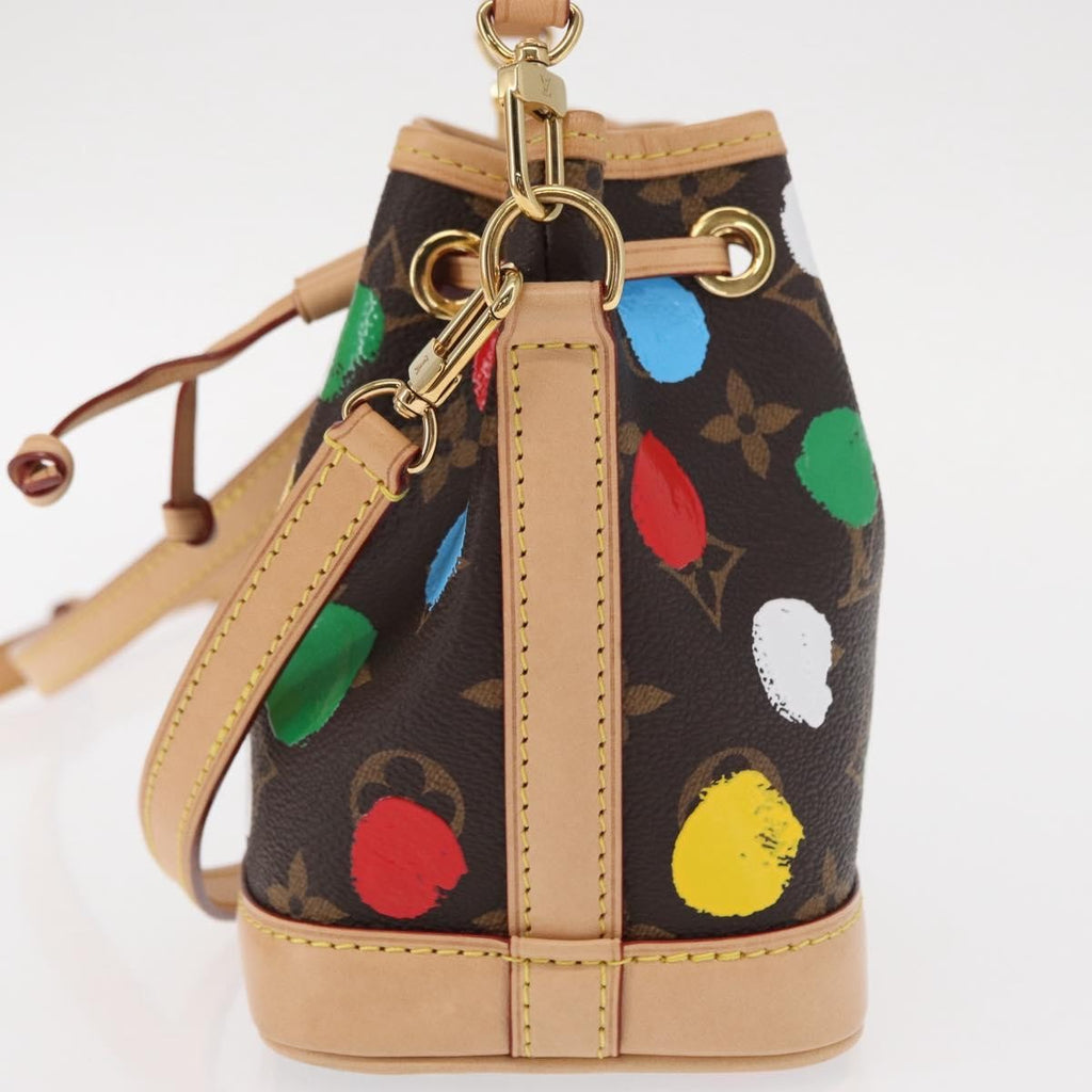 Louis Vuitton Noe Handbag Yayoi Kusama Painted Dots Monogram Canvas Brown Canvas Handbag (Pre-Owned)
