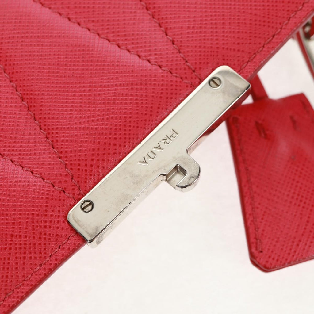 Prada Sound Chain Shoulder Bag Saffiano Leather Red Leather Shoulder Bag Bag (Pre-Owned)