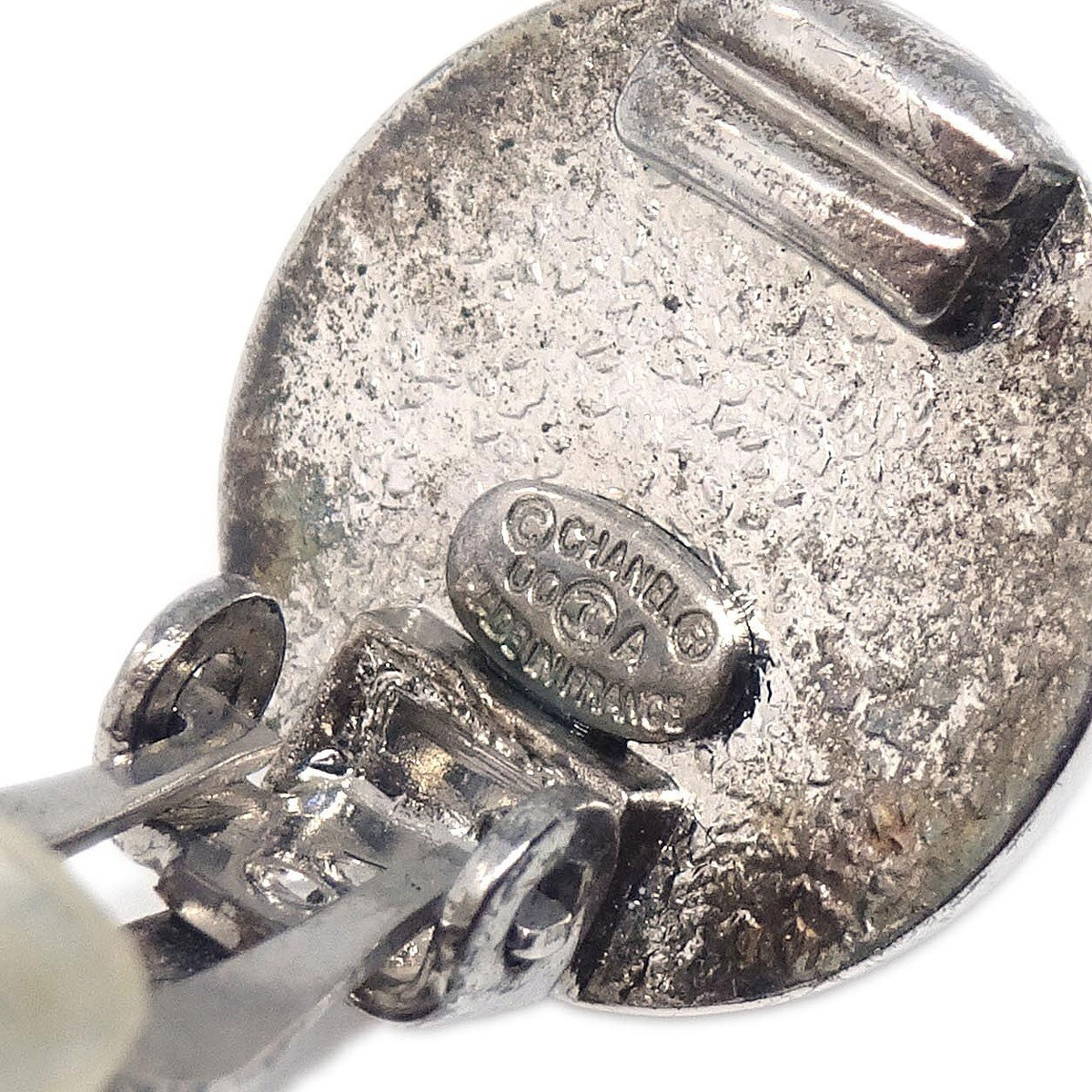 Chanel Vintage Cc Round Clip-On Earrings Metal Silver Silver_Plated Earrings Jewelry (Pre-Owned)