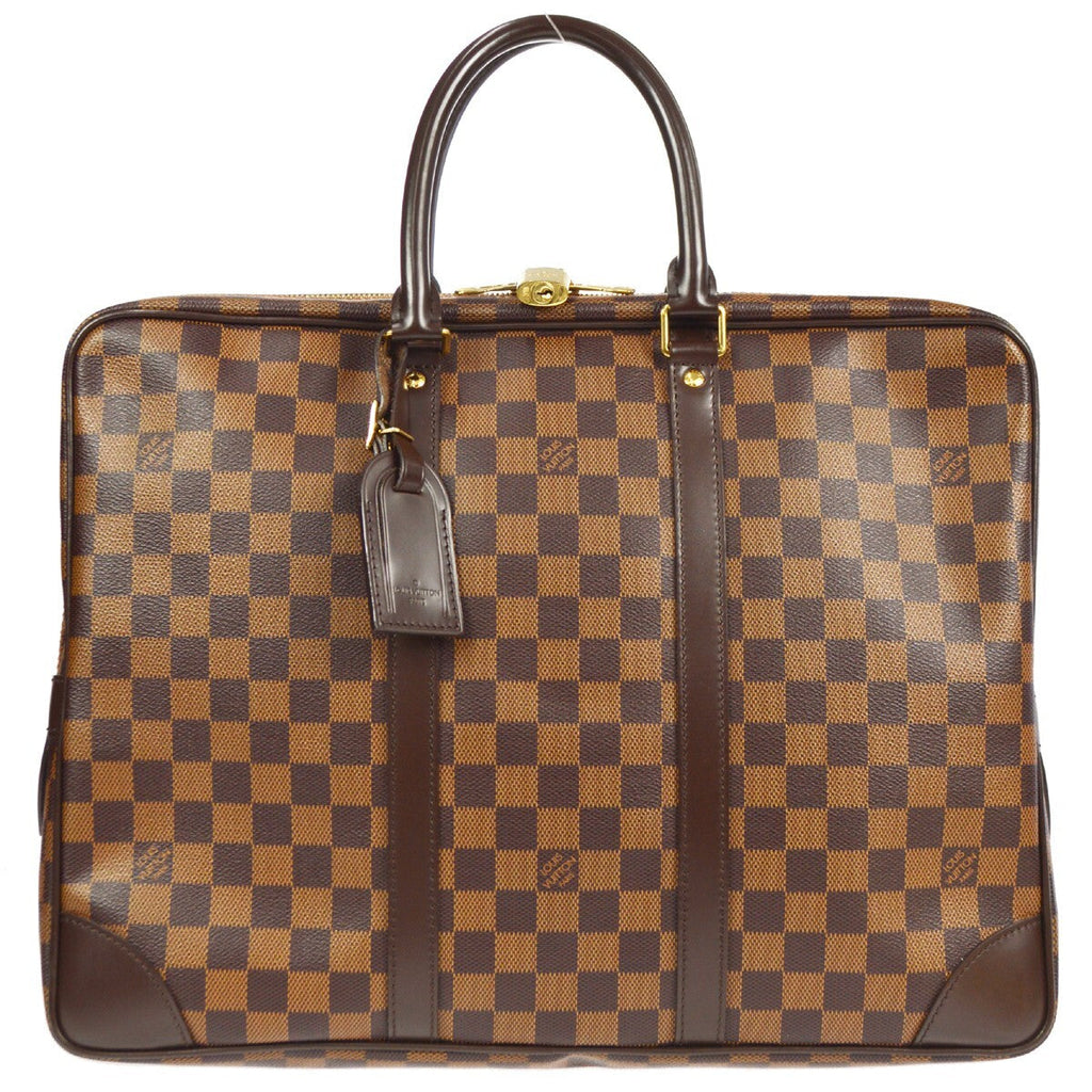 Louis Vuitton Porte-Documents Voyage Briefcase Damier Brown Canvas Briefcase Bag (Pre-Owned)