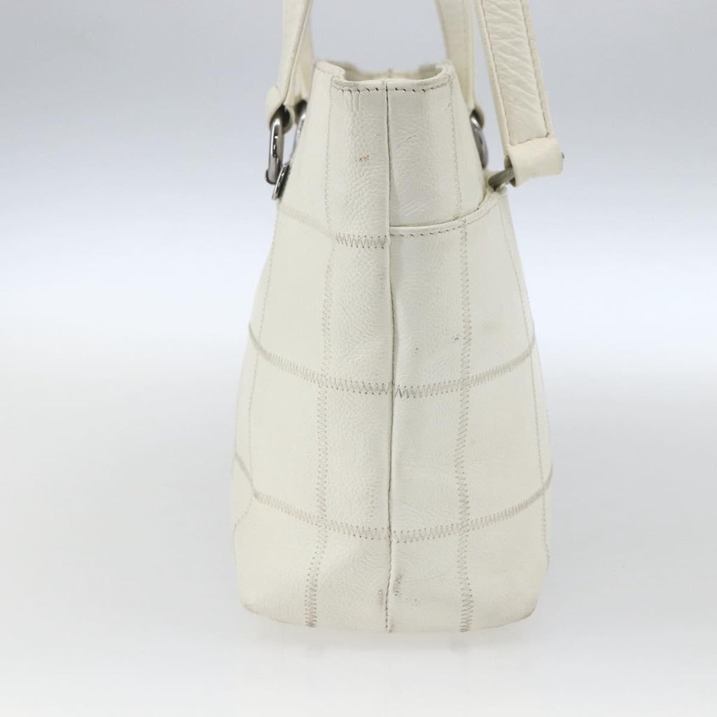 Chanel Square Stitch Tote Quilted Leather White Leather Tote Bag Bag (Pre-Owned)