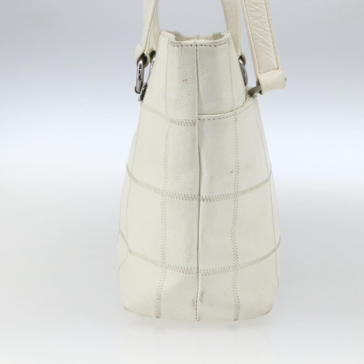 Chanel Square Stitch Tote Quilted Leather White Leather Tote Bag Bag (Pre-Owned)