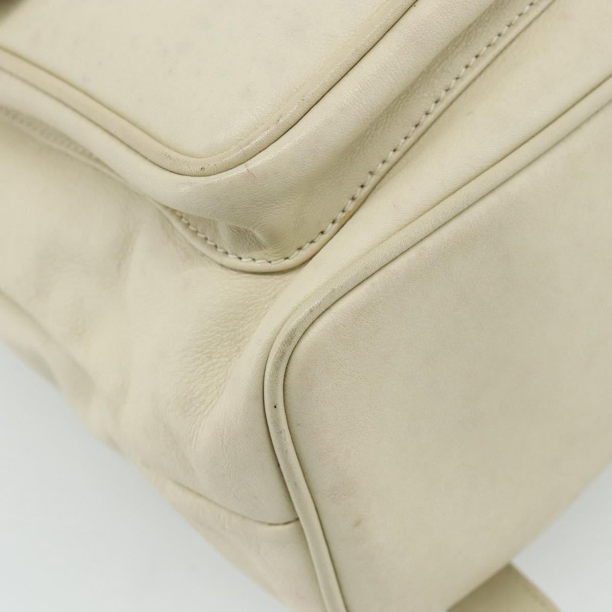 Gucci Vintage Bamboo Backpack Leather White Leather Backpack Bag (Pre-Owned)