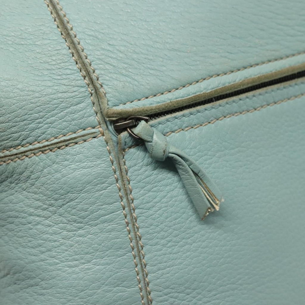 Bottega Veneta Front Zip Hobo Leather Blue Leather Bag (Pre-Owned)
