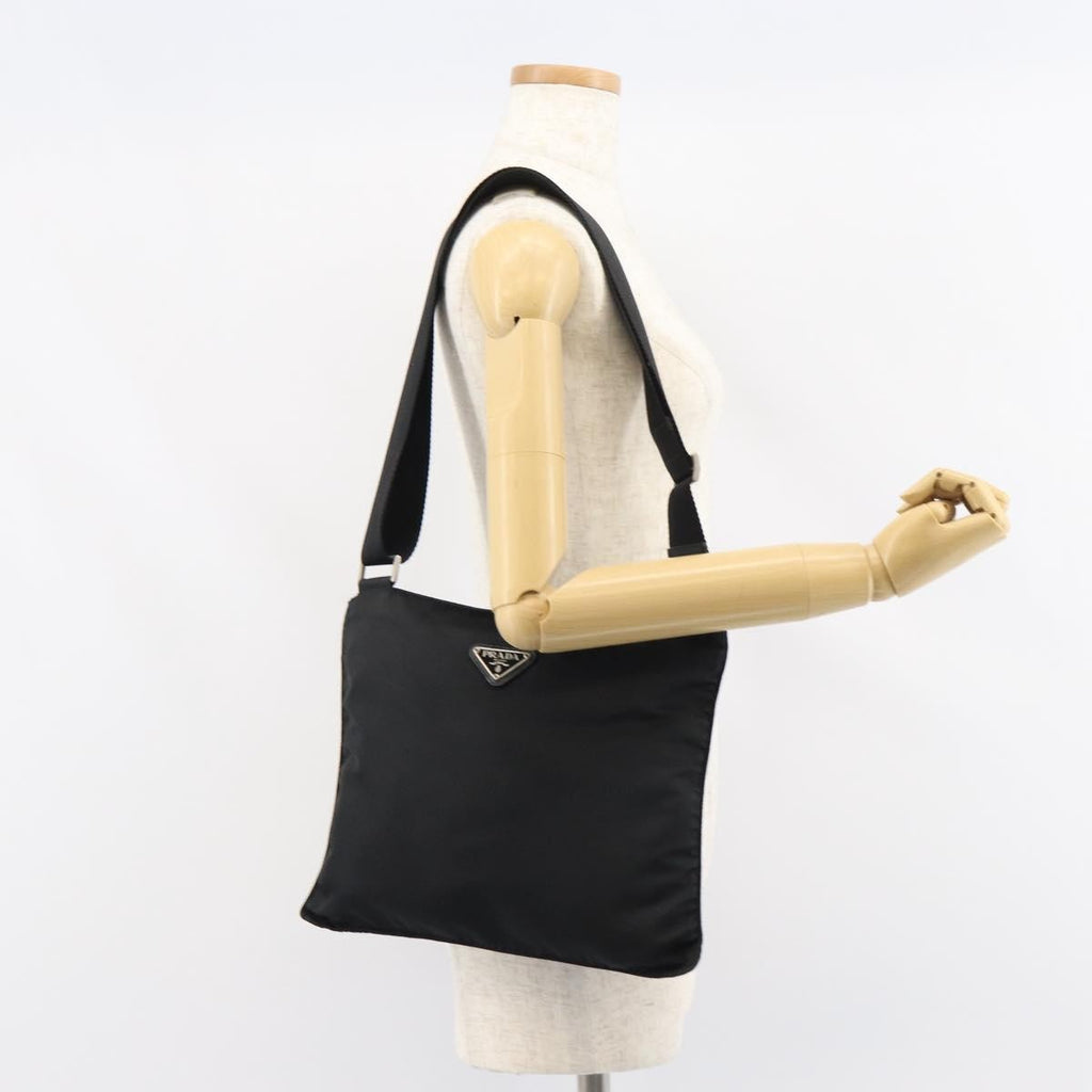Prada Flat Messenger Bag Tessuto Black Nylon Shoulder Bag Bag (Pre-Owned)