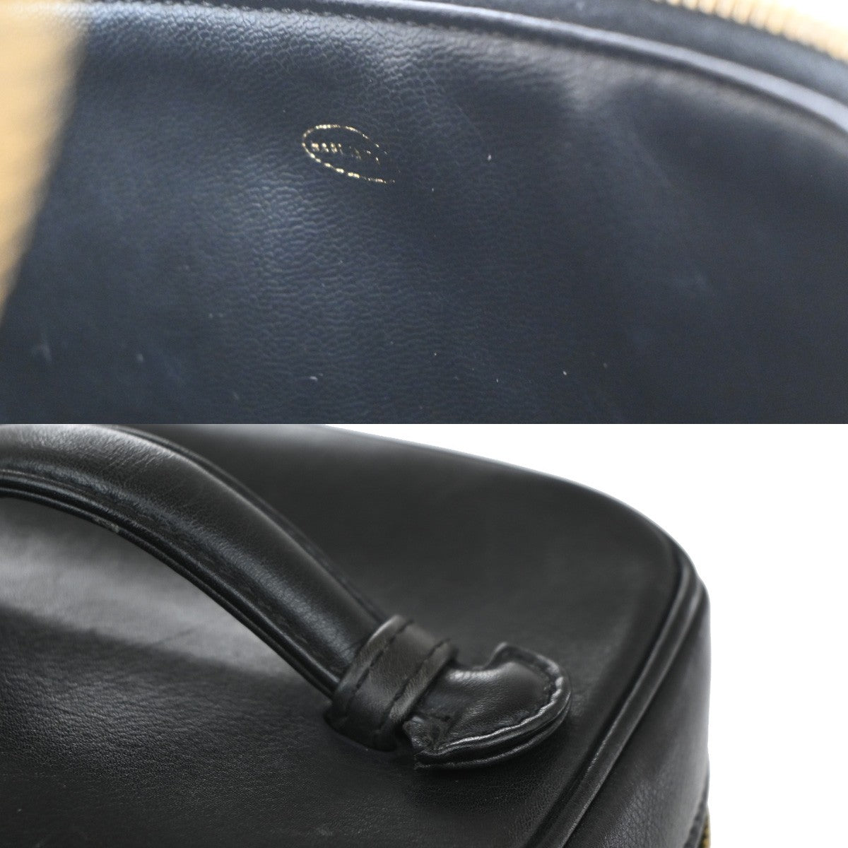 Chanel Vintage Cosmetic Case Quilted Lambskin Black Leather Handbag (Pre-Owned)