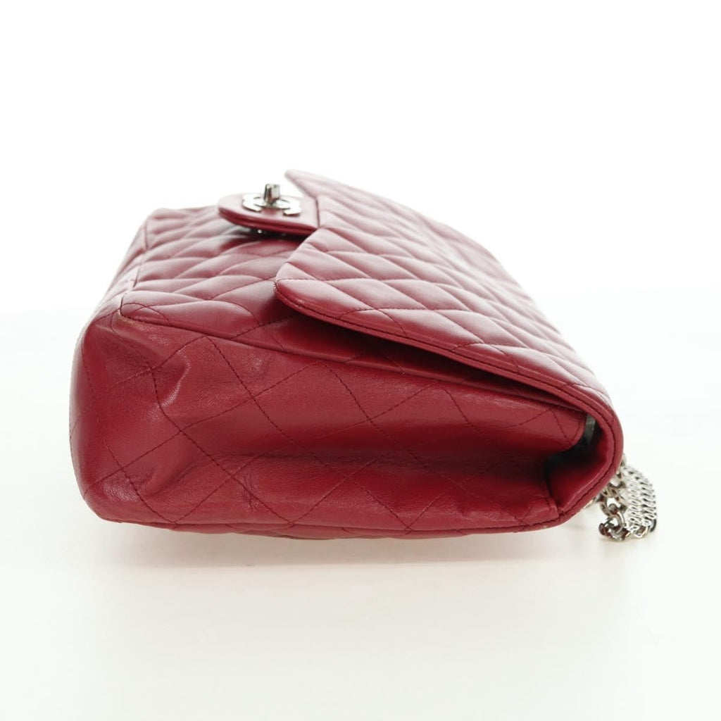 Chanel Classic Single Flap Bag Quilted Lambskin Red Leather Shoulder Bag Bag (Pre-Owned)