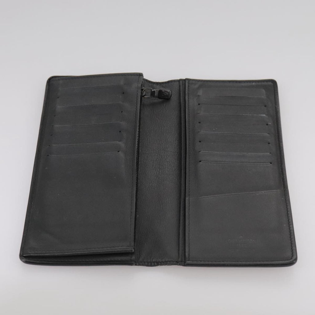 Louis Vuitton Brazza Long Bifold Wallet Monogram Shadow Black Leather Wallets Accessory (Pre-Owned)