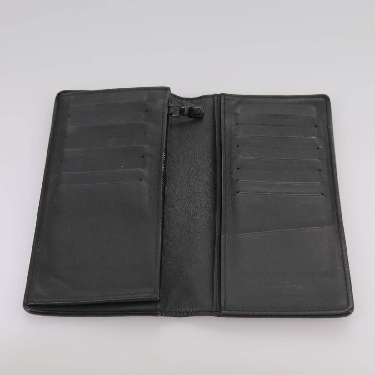 Louis Vuitton Brazza Long Bifold Wallet Monogram Shadow Black Leather Wallets Accessory (Pre-Owned)