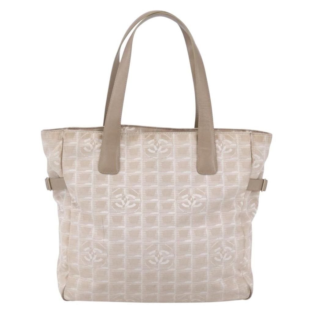 Chanel Travel Line Tote Nylon Beige Nylon Tote Bag Bag (Pre-Owned)