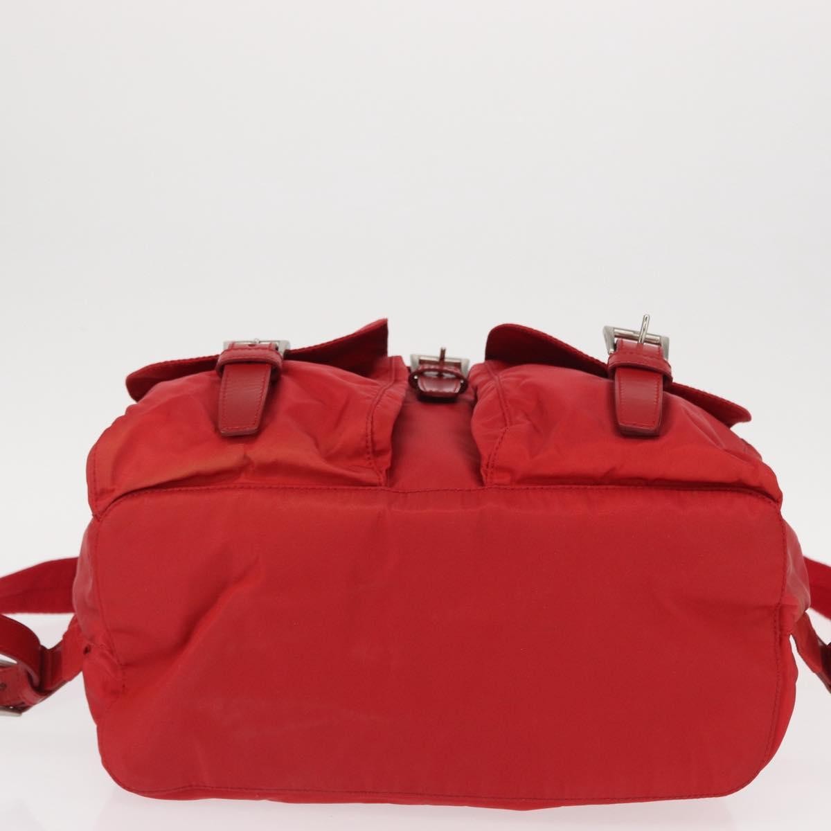 Prada Double Front Pocket Backpack Tessuto Red Nylon Backpack Bag (Pre-Owned)