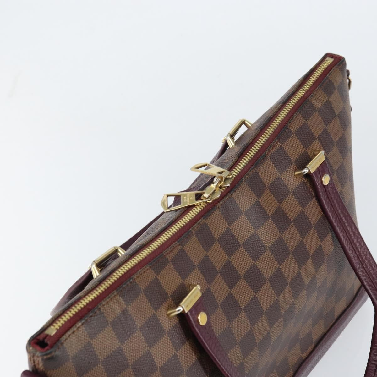 Louis Vuitton Hyde Park Handbag Damier With Leather Brown Canvas Handbag (Pre-Owned)
