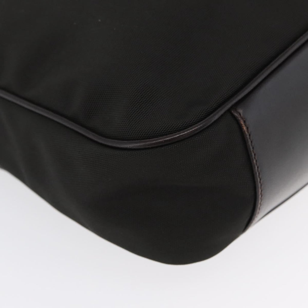 Gucci Vintage Bamboo Handle Bag Nylon Black Nylon Handbag (Pre-Owned)