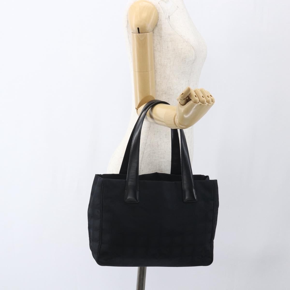 Chanel Travel Line Tote Nylon Black Nylon Tote Bag Bag (Pre-Owned)